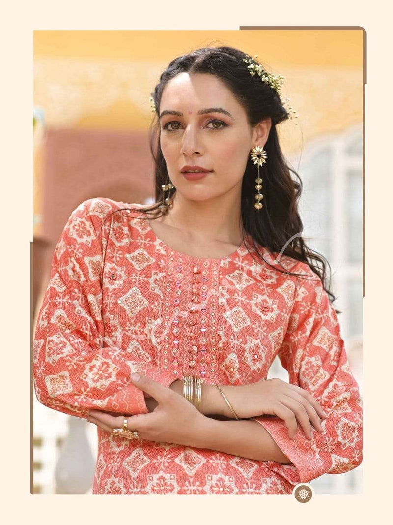 Sue Mue By Mayur Cotton Rayon Casual Kurti With Pant Pair