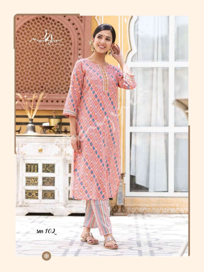 Sue Mue By Mayur Cotton Rayon Casual Kurti With Pant Pair