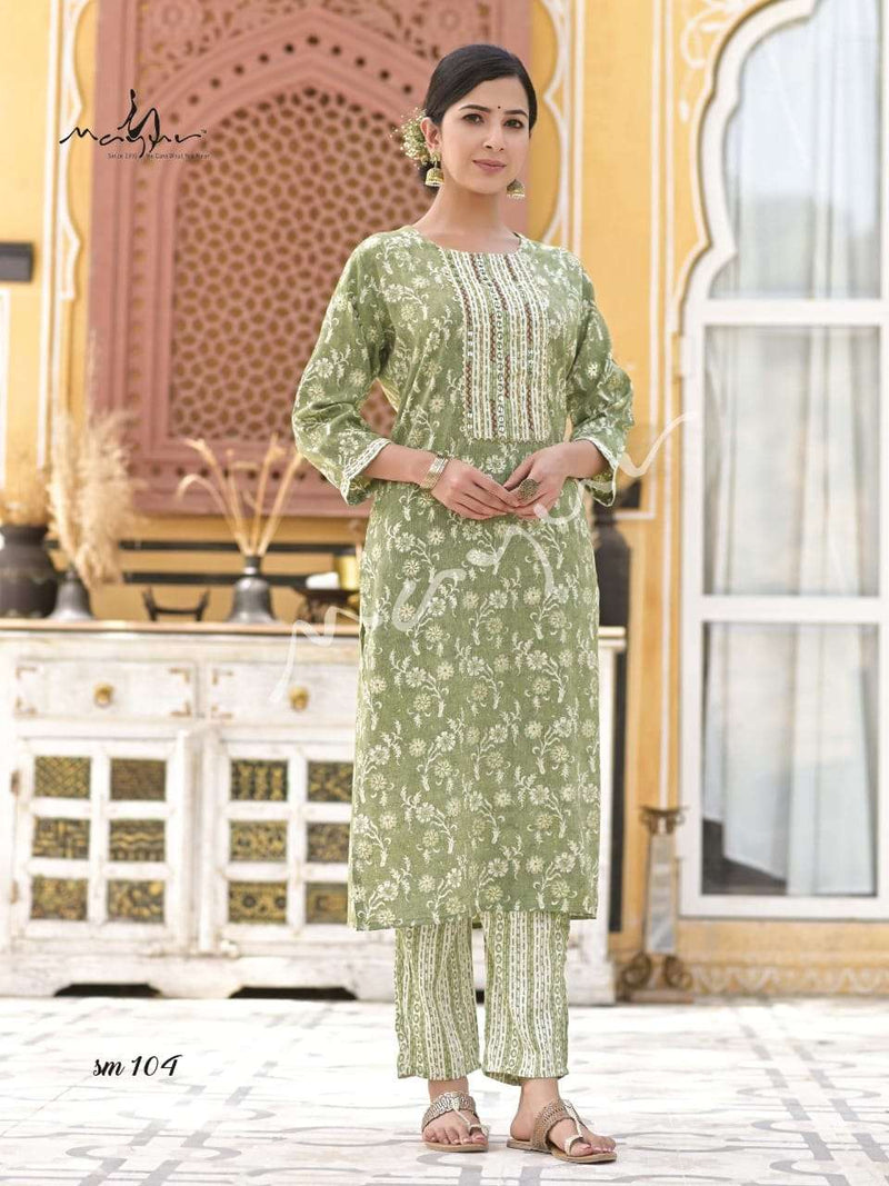 Sue Mue By Mayur Cotton Rayon Casual Kurti With Pant Pair