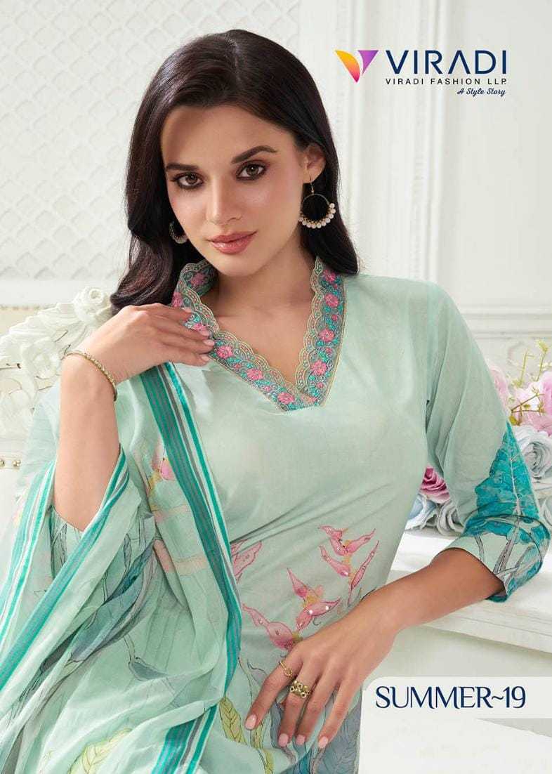 Viradi Fashion Summer Vol 19 Cotton Digital Print With Khatli Work Designer Kurti Set