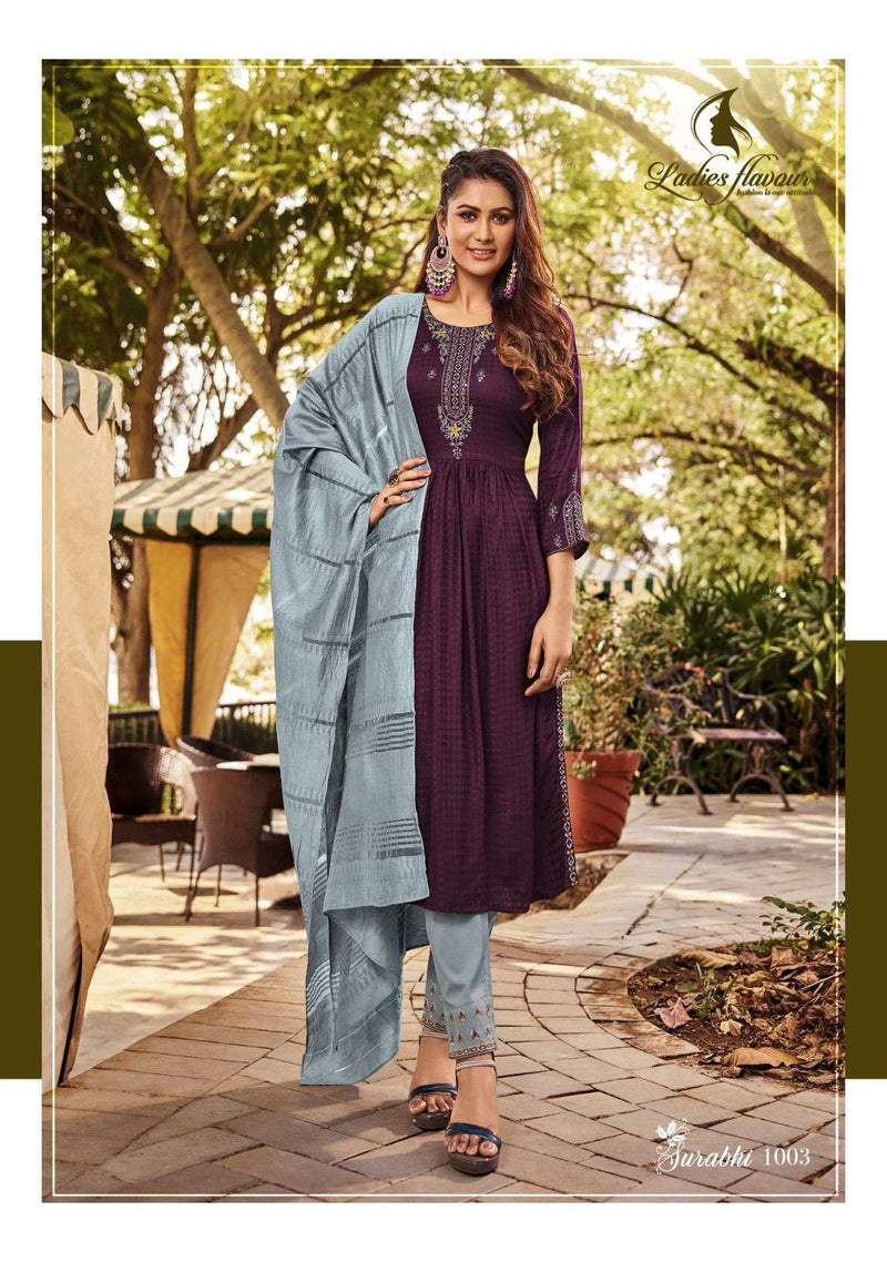 Surabhi By Ladies Flavour Readymade Weaving Butti Kurti With Bottom And Dupatta