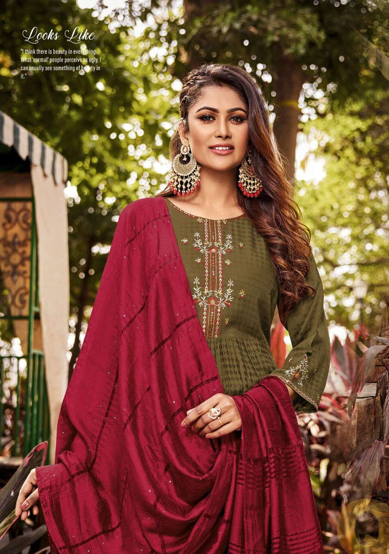 Surabhi By Ladies Flavour Readymade Weaving Butti Kurti With Bottom And Dupatta
