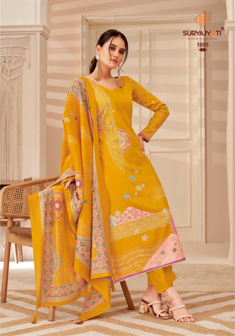Suryajyoti Kaara Jaam Satin Discharge Print With Foil Heavy Salwar Suit