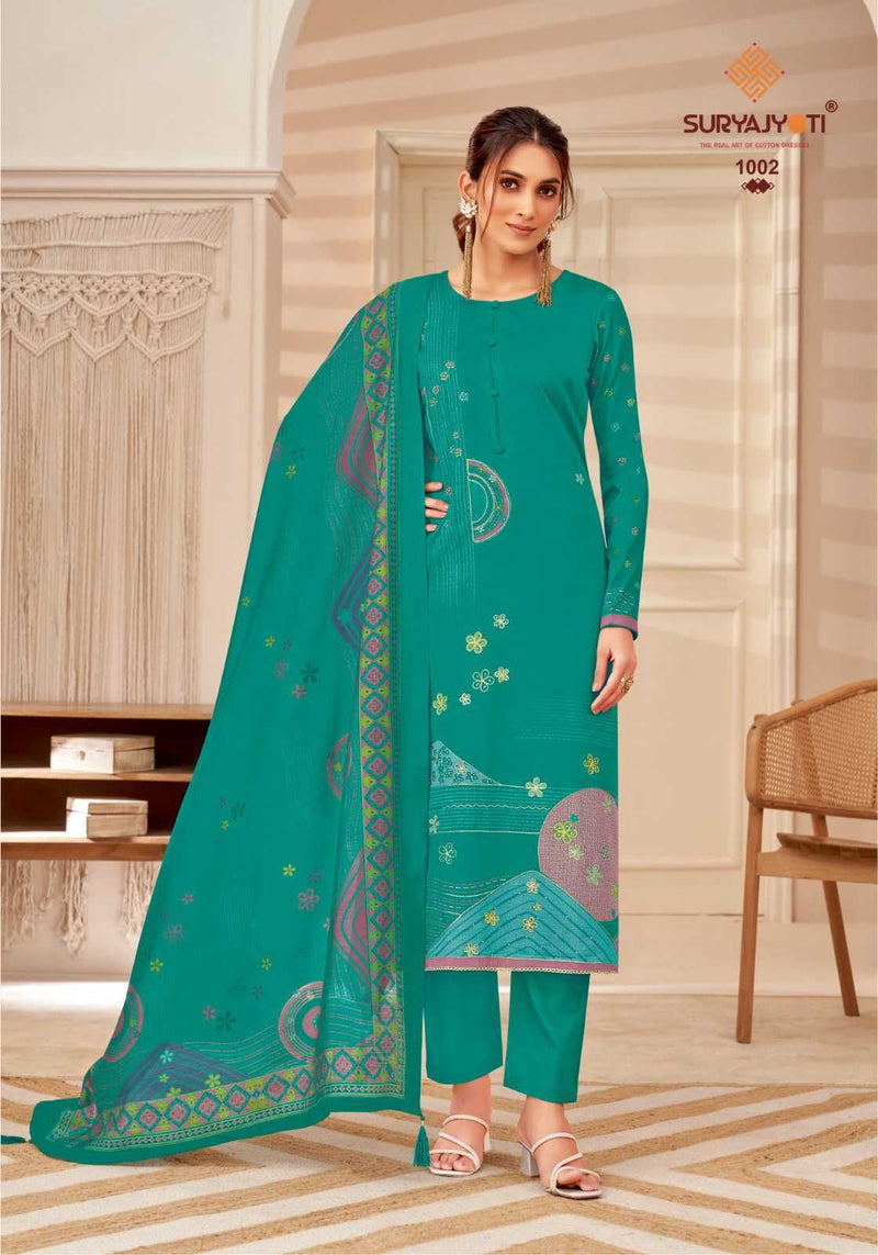 Suryajyoti Kaara Jaam Satin Discharge Print With Foil Heavy Salwar Suit