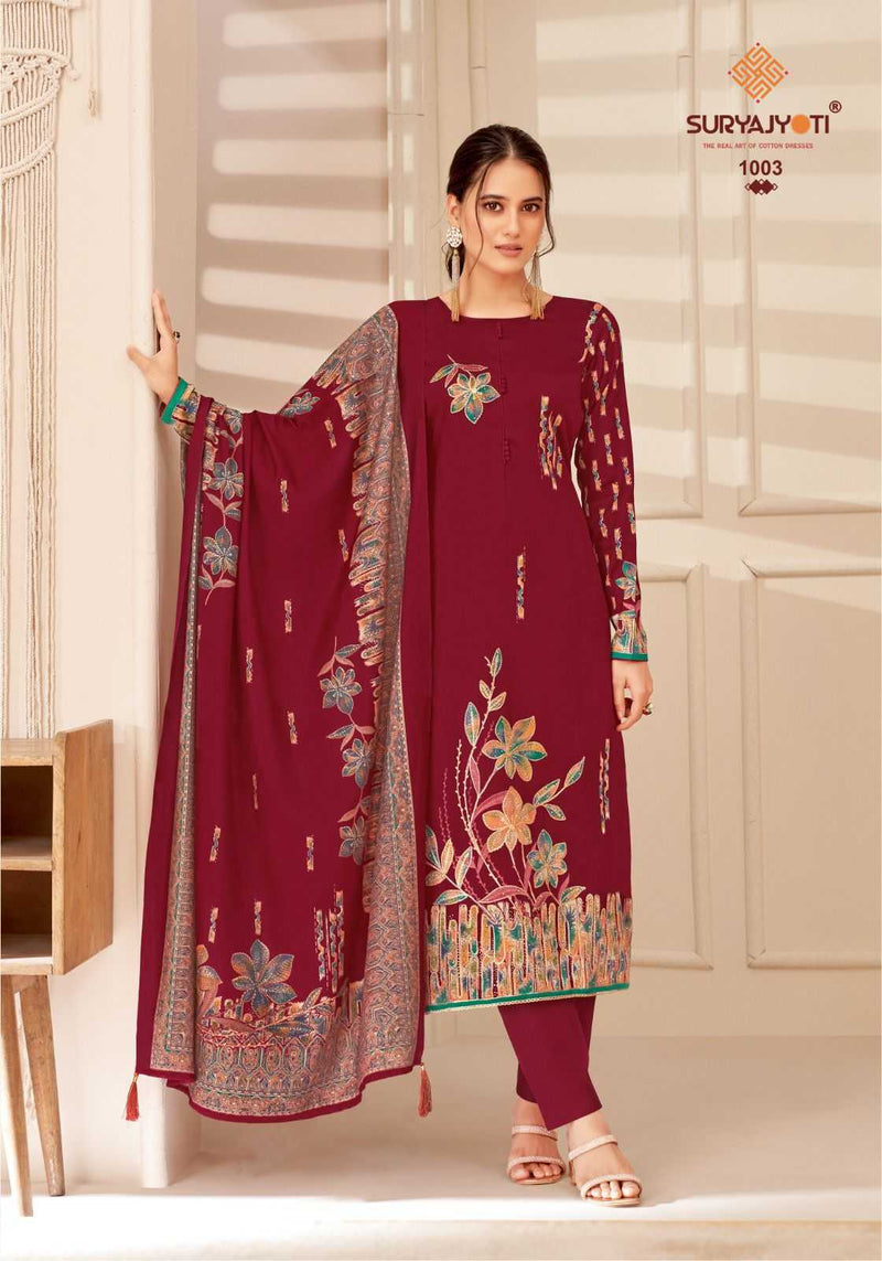 Suryajyoti Kaara Jaam Satin Discharge Print With Foil Heavy Salwar Suit