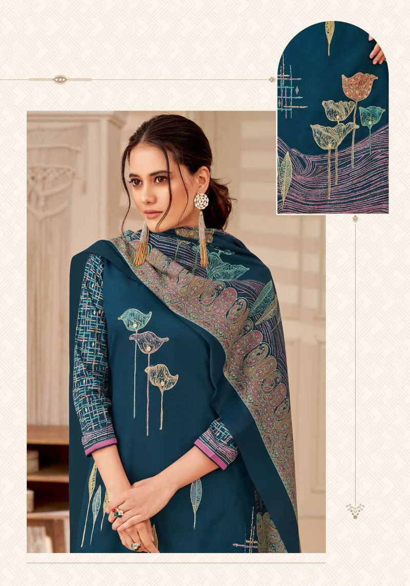 Suryajyoti Kaara Jaam Satin Discharge Print With Foil Heavy Salwar Suit