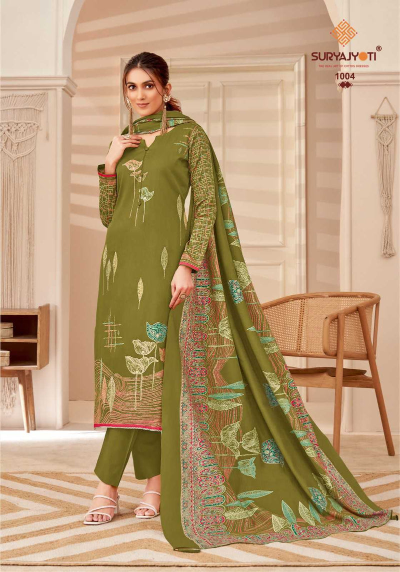 Suryajyoti Kaara Jaam Satin Discharge Print With Foil Heavy Salwar Suit
