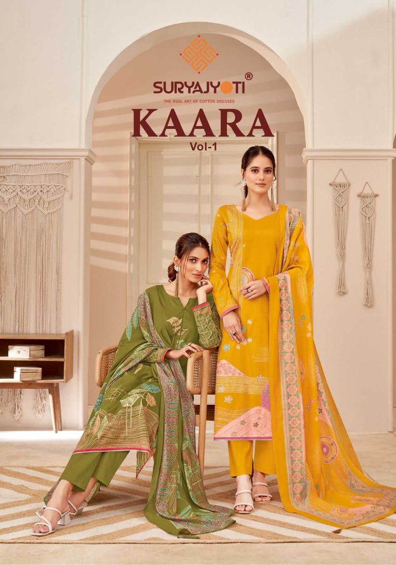 Suryajyoti Kaara Jaam Satin Discharge Print With Foil Heavy Salwar Suit