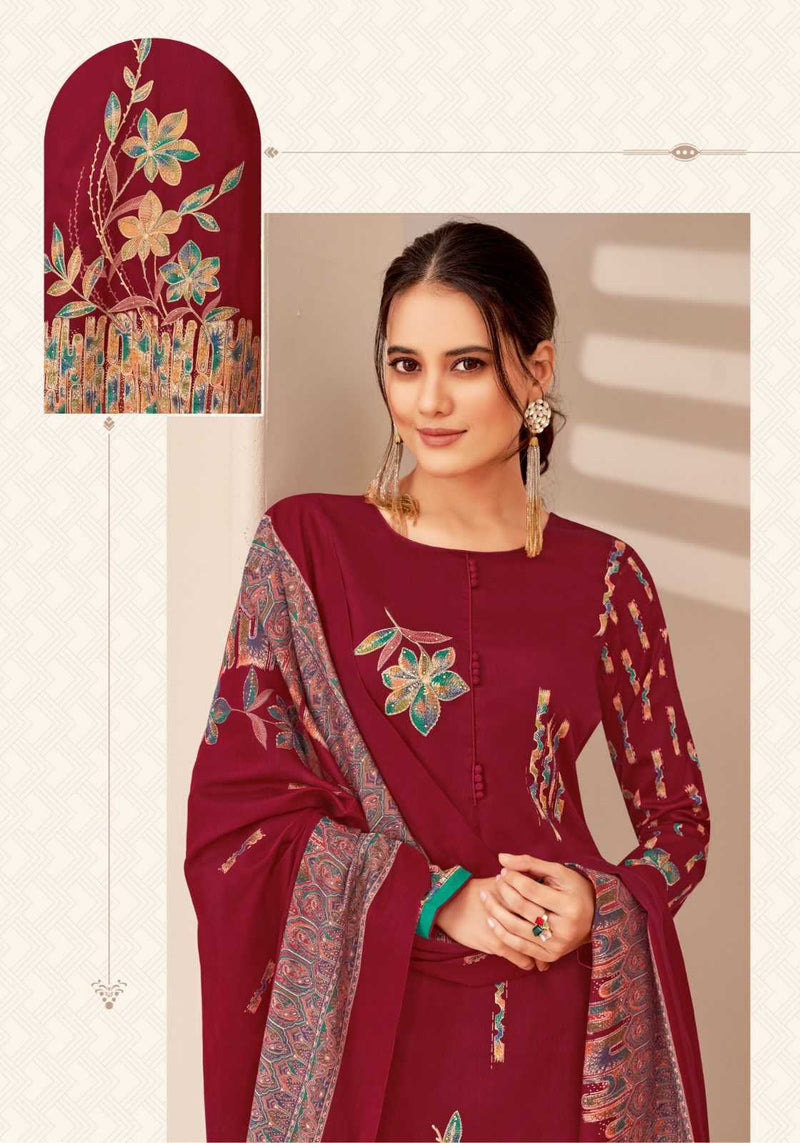 Suryajyoti Kaara Jaam Satin Discharge Print With Foil Heavy Salwar Suit