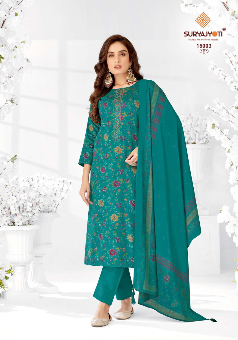 Suryajyoti Kalki Vol 15 Jam Satin Discharge Print Embroidery Designer Salwar Suit