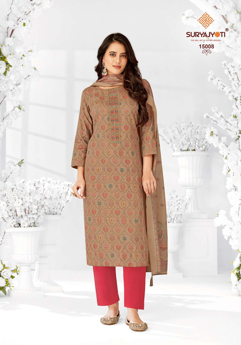 Suryajyoti Kalki Vol 15 Jam Satin Discharge Print Embroidery Designer Salwar Suit