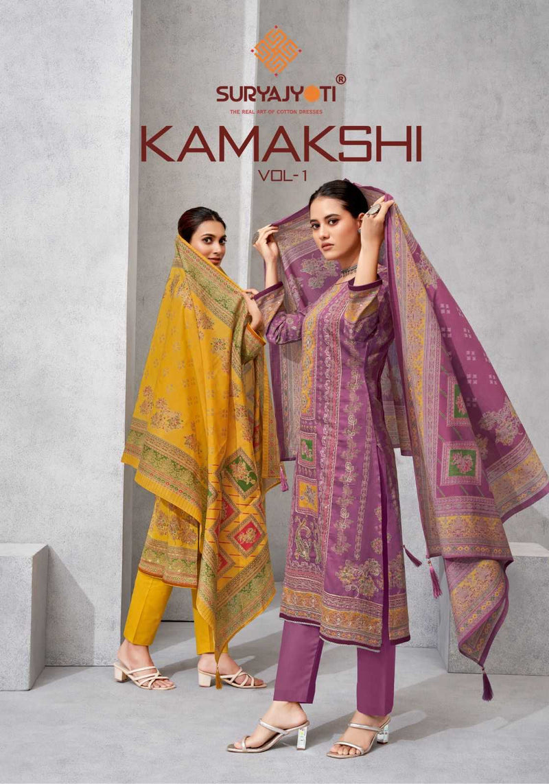 Suryajyoti Kamakshi Vol 1 Jam Satin Discharge Print Unstitched Salwar Suit
