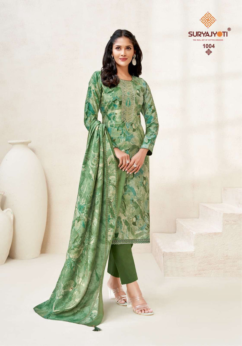 Suryajyoti Kora Vol 1 Modal Print Neck Embroidery Fancy Salwar Suit