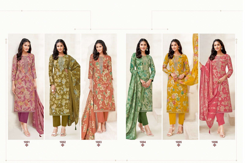 Suryajyoti Kora Vol 1 Modal Print Neck Embroidery Fancy Salwar Suit