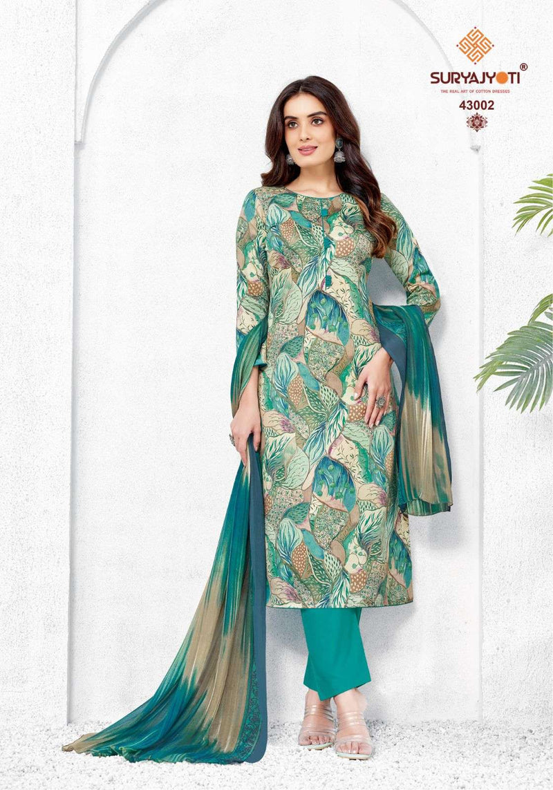 Suryajyoti Naishaa Vol 43 Jam Satin Unstitched Casual Wear Salwar Suit