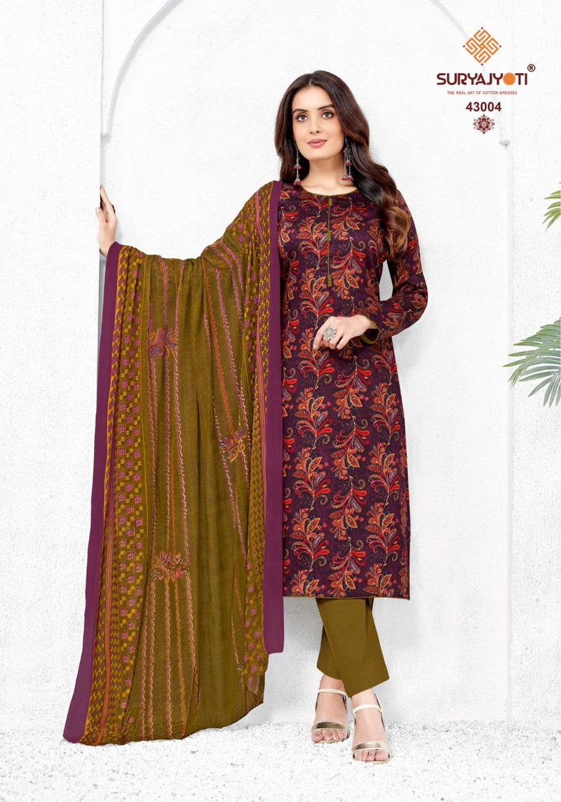 Suryajyoti Naishaa Vol 43 Jam Satin Unstitched Casual Wear Salwar Suit