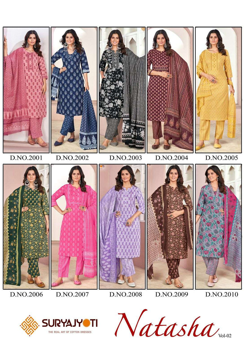 Suryajyoti Natasha Vol 2 Lawn Cotton With Handwork Readymade Salwar Suit