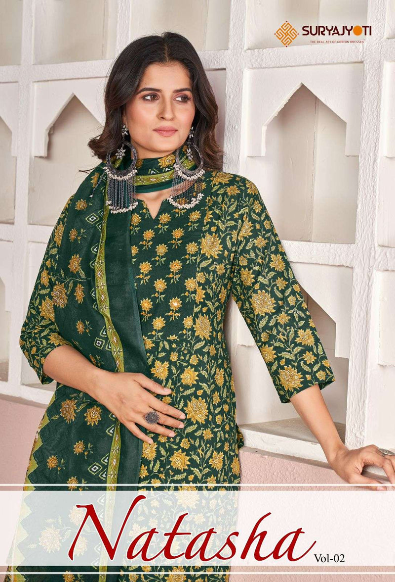 Suryajyoti Natasha Vol 2 Lawn Cotton With Handwork Readymade Salwar Suit