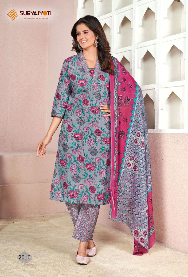 Suryajyoti Natasha Vol 2 Lawn Cotton With Handwork Readymade Salwar Suit