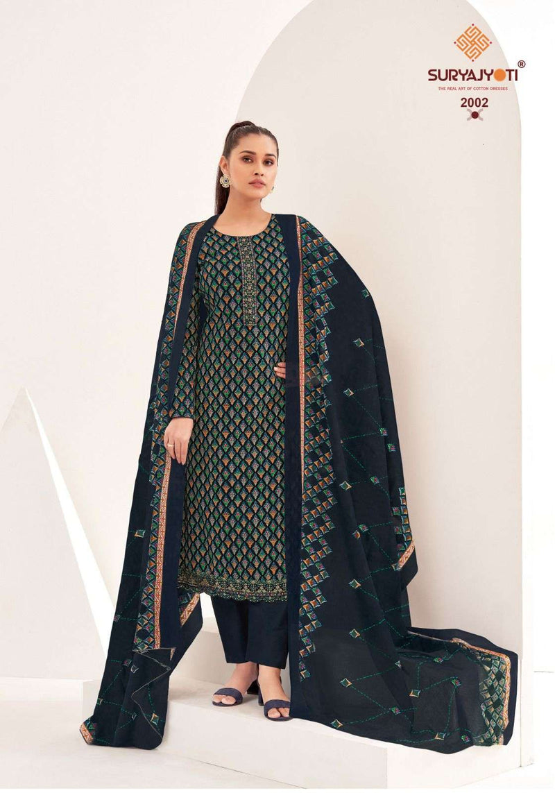 Suryajyoti Paarul Vol 2 Cotton Print Embroidery Fancy Salwar Suit