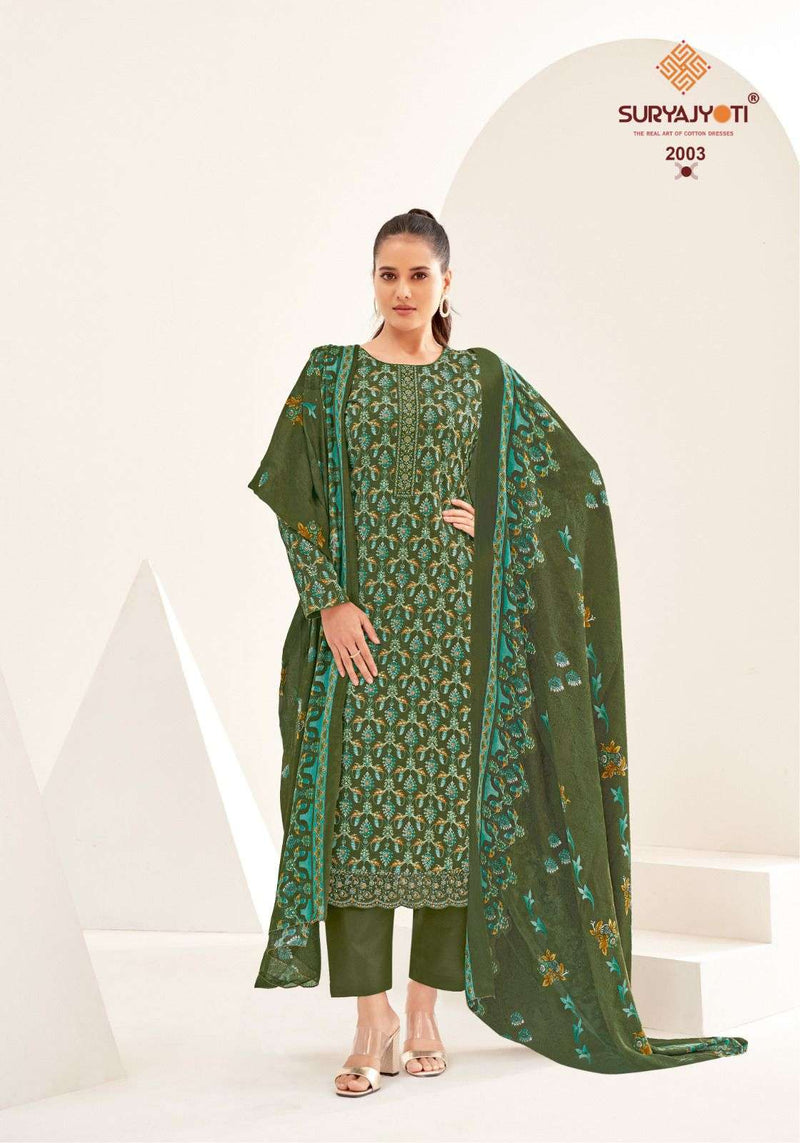 Suryajyoti Paarul Vol 2 Cotton Print Embroidery Fancy Salwar Suit