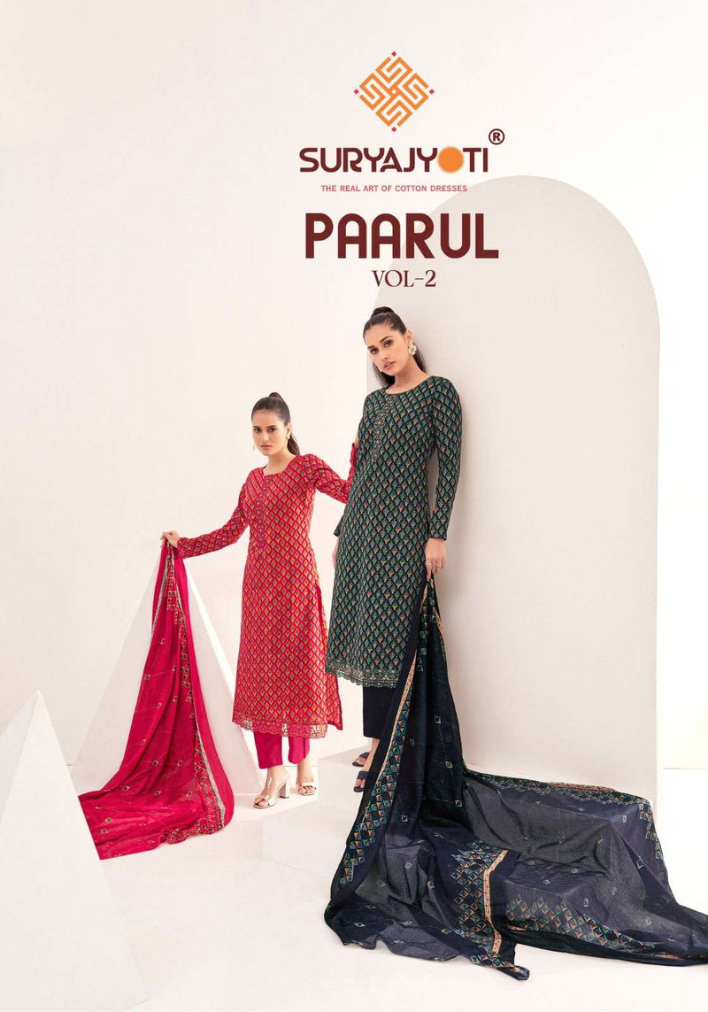 Suryajyoti Paarul Vol 2 Cotton Print Embroidery Fancy Salwar Suit