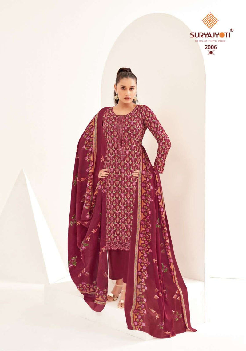 Suryajyoti Paarul Vol 2 Cotton Print Embroidery Fancy Salwar Suit
