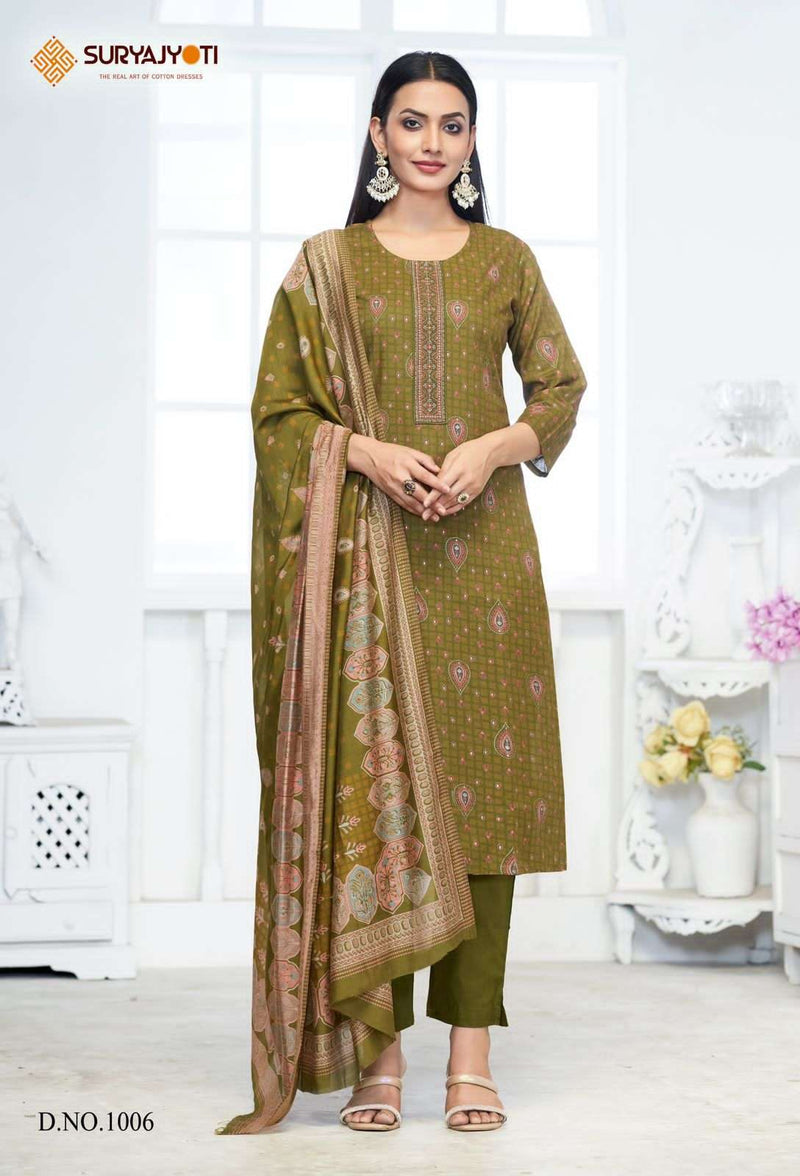 Suryajyoti Pariza Vol 1 Cotton Discharge Print Casual Wear Kurti Pant Dupatta Set