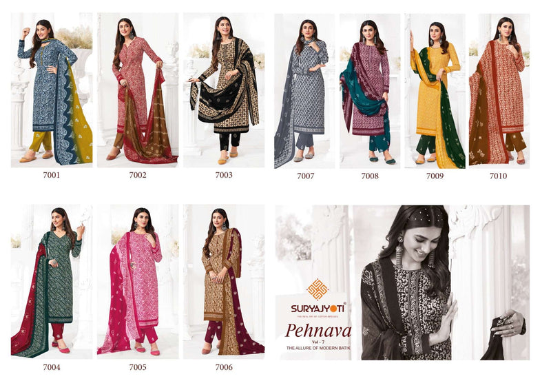 Suryajyoti Pehnava Vol 7  Cotton Batik Print With Dupatta Readymade Suit