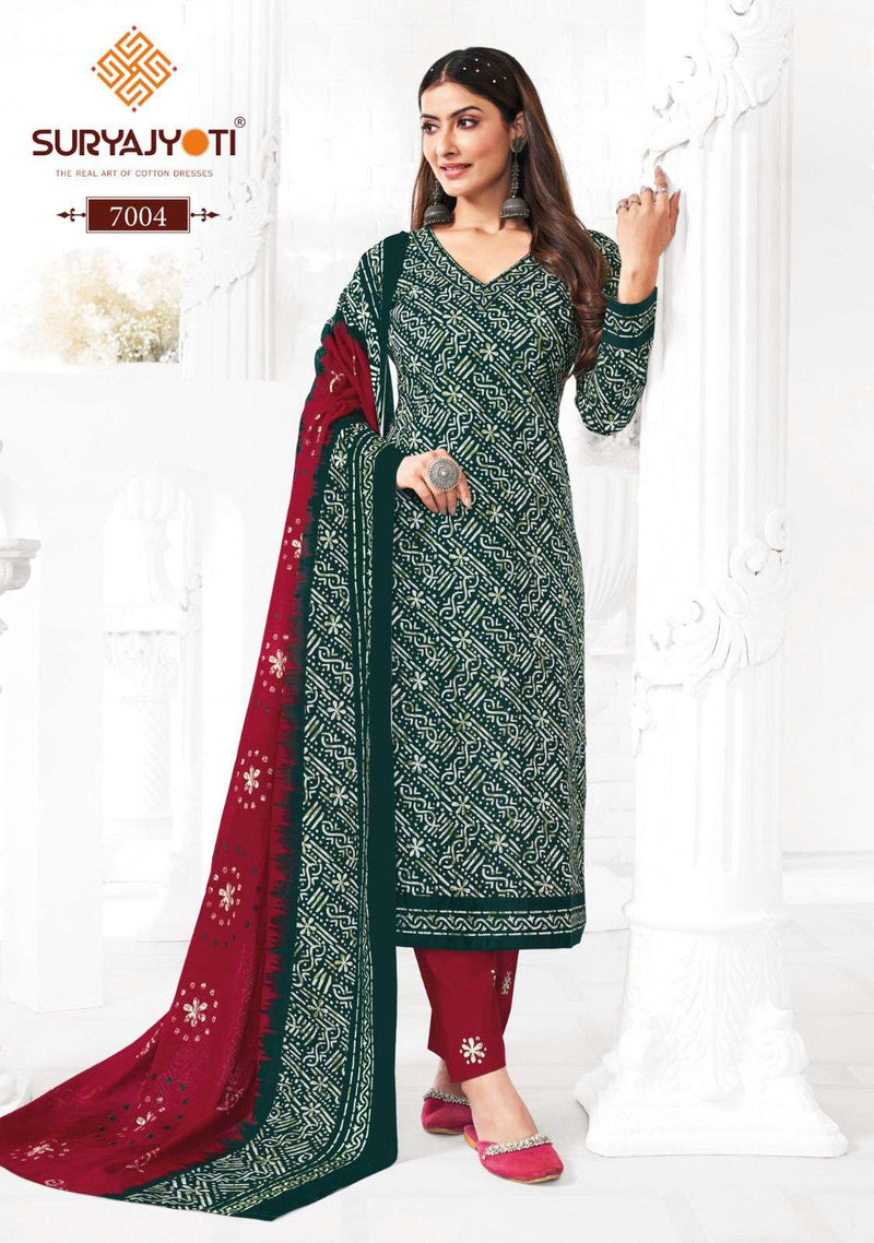 Suryajyoti Pehnava Vol 7  Cotton Batik Print With Dupatta Readymade Suit