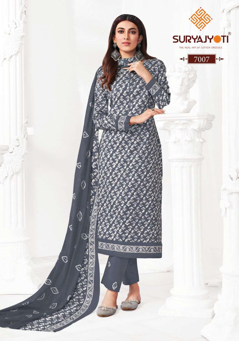 Suryajyoti Pehnava Vol 7  Cotton Batik Print With Dupatta Readymade Suit