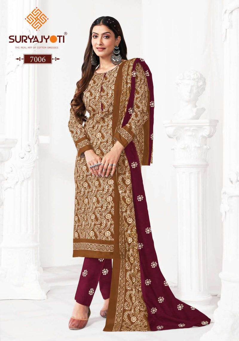Suryajyoti Pehnava Vol 7  Cotton Batik Print With Dupatta Readymade Suit