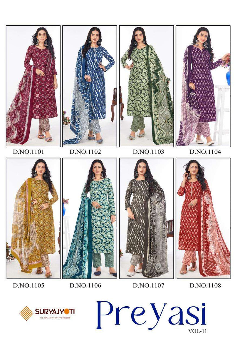 Suryajyoti Preyasi Vol 11 Cotton Daily Wear Readymade Salwar Suit