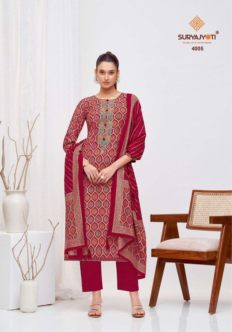 Suryajyoti Priyanka Vol 4 Modal Discharge Print Embroidery Fancy Salwar Suit
