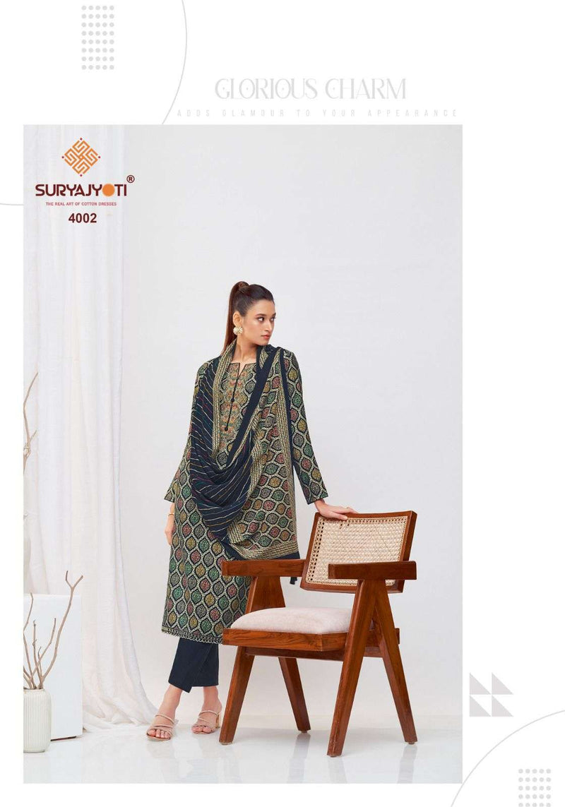 Suryajyoti Priyanka Vol 4 Modal Discharge Print Embroidery Fancy Salwar Suit
