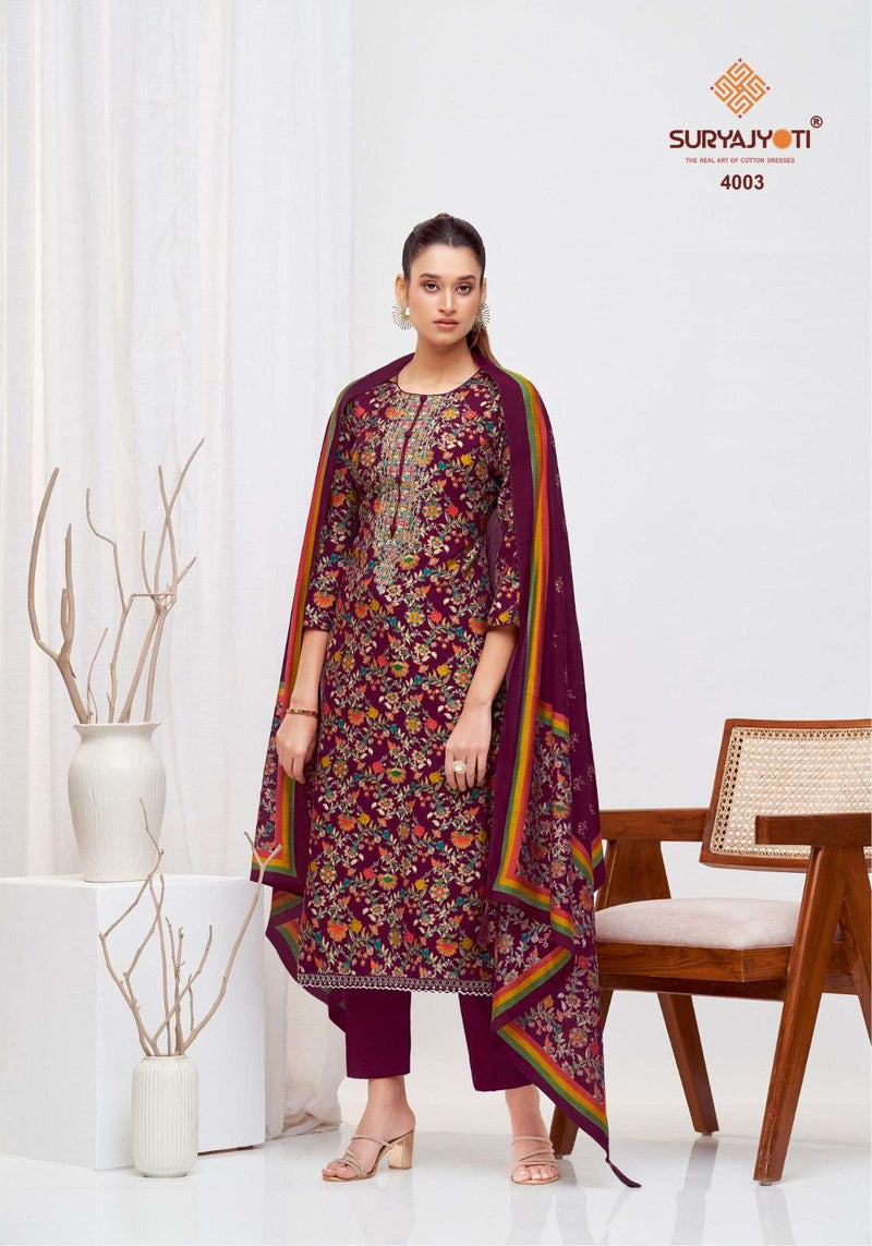 Suryajyoti Priyanka Vol 4 Modal Discharge Print Embroidery Fancy Salwar Suit