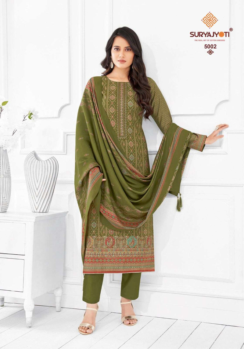 Suryajyoti Pushpa Vol 5  Modal Print Foil Neck Embroidery Salwar Suit