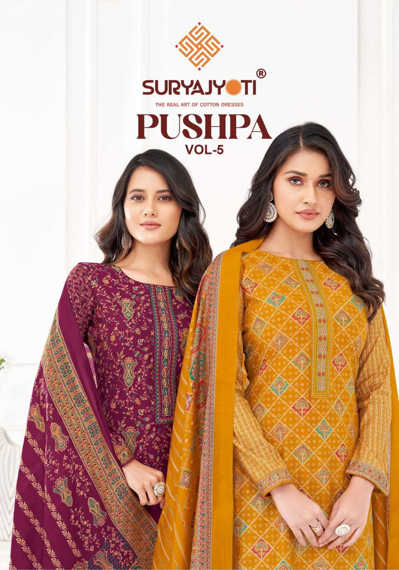 Suryajyoti Pushpa Vol 5  Modal Print Foil Neck Embroidery Salwar Suit