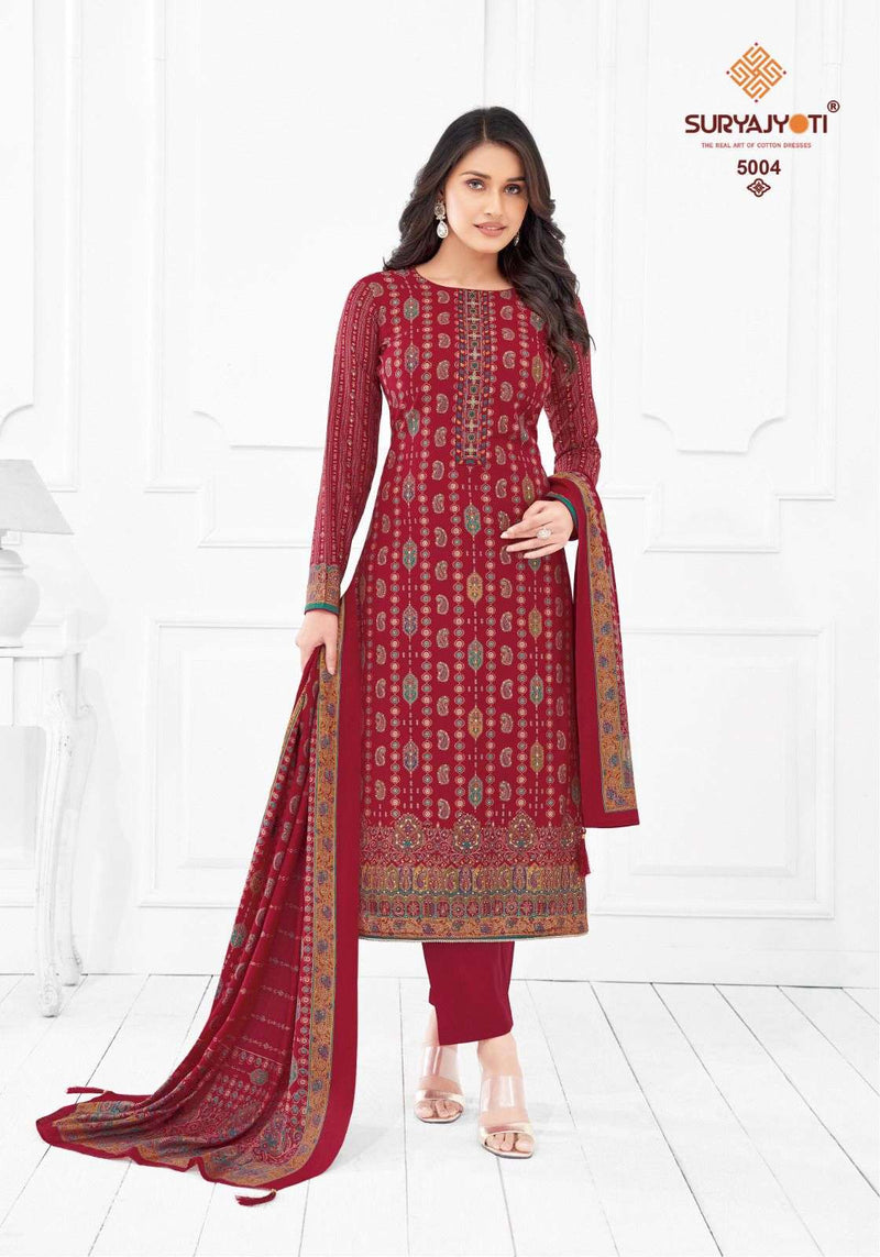 Suryajyoti Pushpa Vol 5  Modal Print Foil Neck Embroidery Salwar Suit