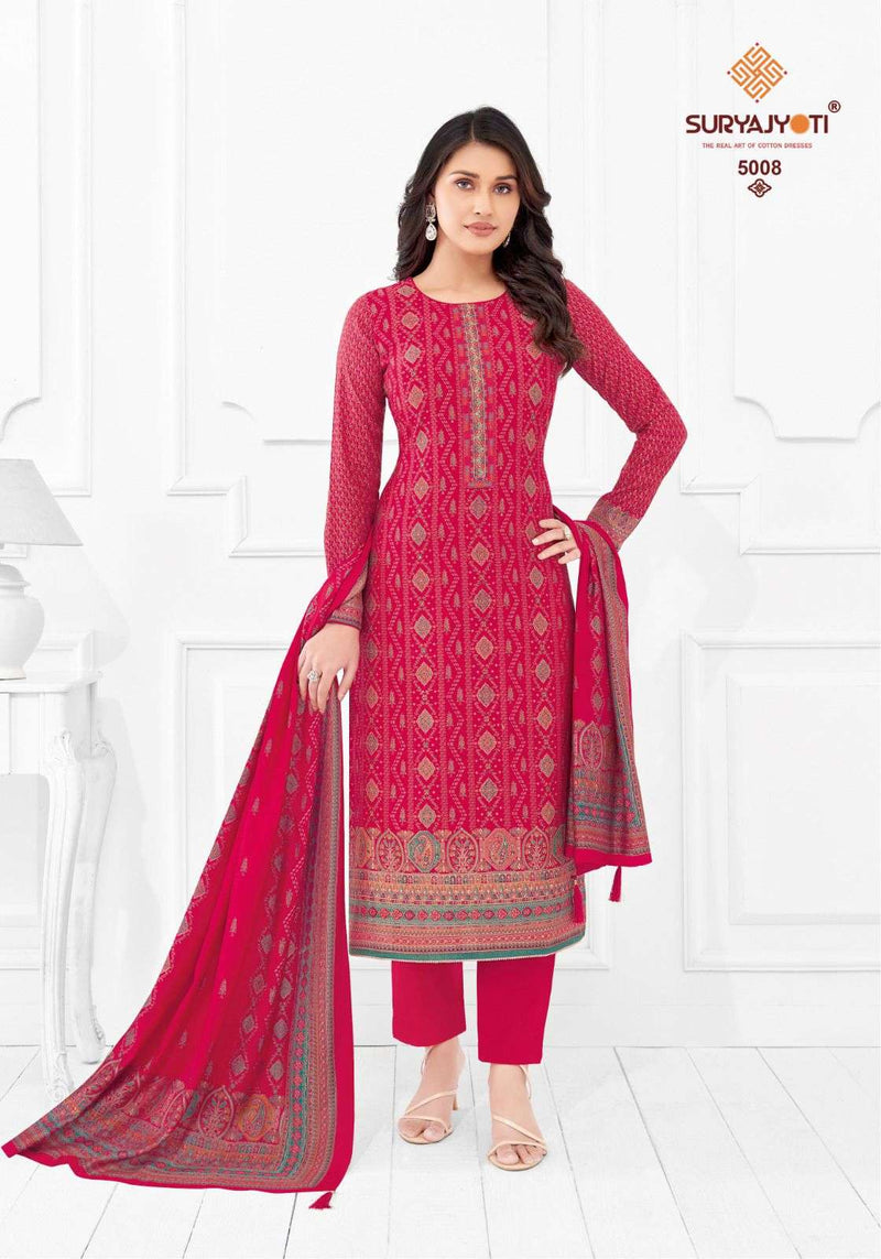 Suryajyoti Pushpa Vol 5  Modal Print Foil Neck Embroidery Salwar Suit