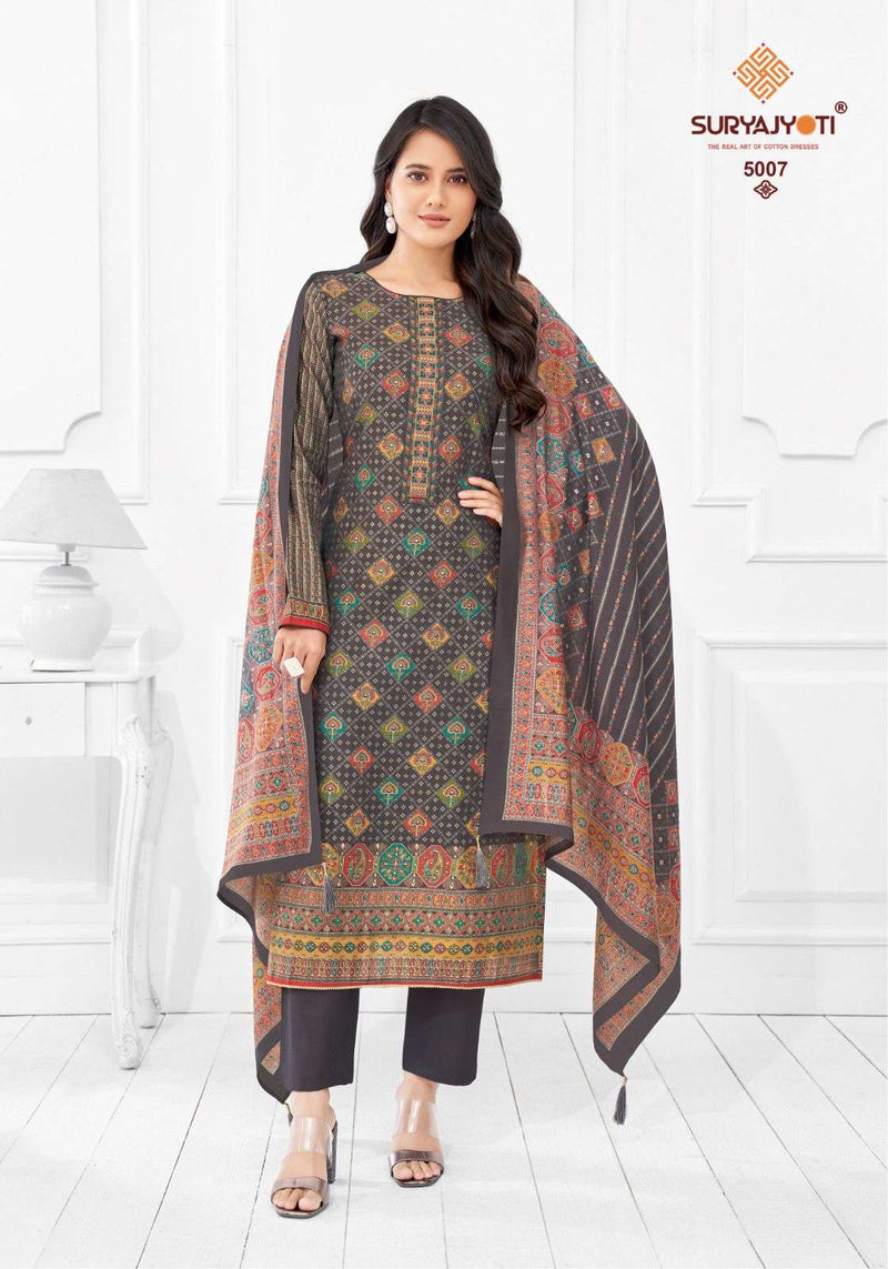 Suryajyoti Pushpa Vol 5  Modal Print Foil Neck Embroidery Salwar Suit