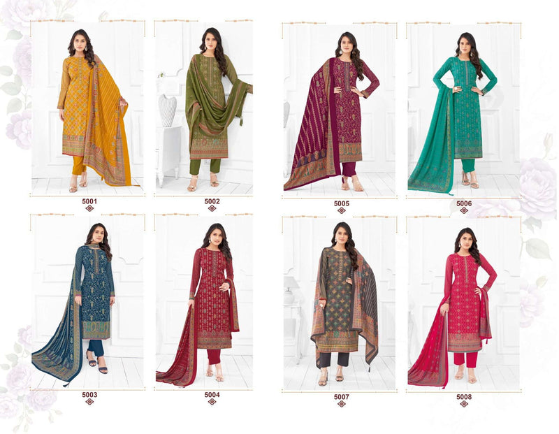 Suryajyoti Pushpa Vol 5  Modal Print Foil Neck Embroidery Salwar Suit