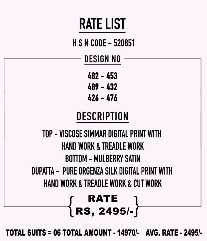 T and M Designer Dhara Viscose With Handwork Salwar Kameez