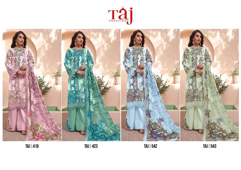 Taj Creation Firdous Queens Court Cotton Print Heavy Embroidery Designer Salwar Suit