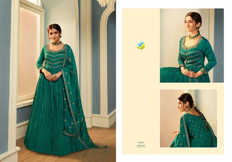 Tamanna By Vinay Tumbaa Silk Georgette Wedding Long Gown With Dupatta Collection