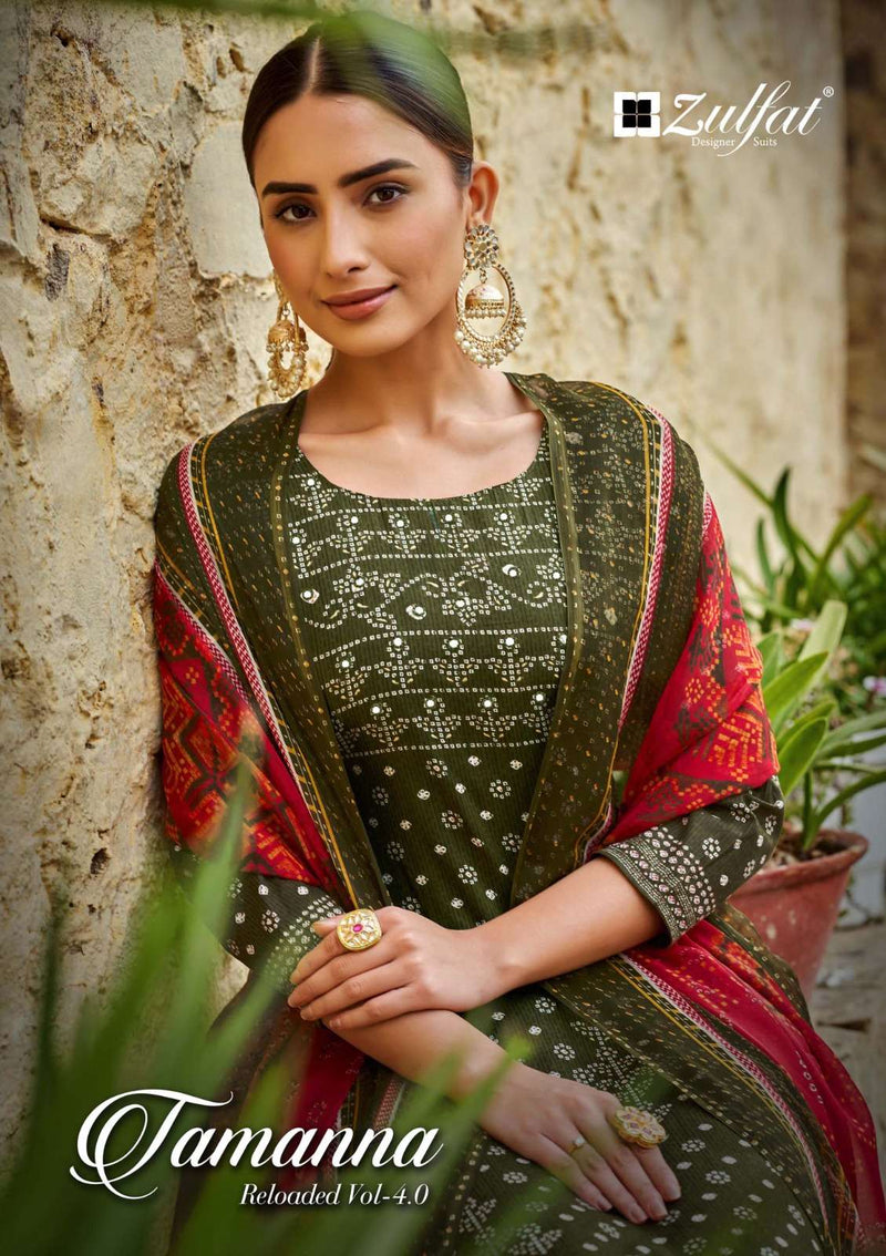 Zulfat Tamanna Vol 4 Pure Cotton Mirror Work Designer Salwar Kameez