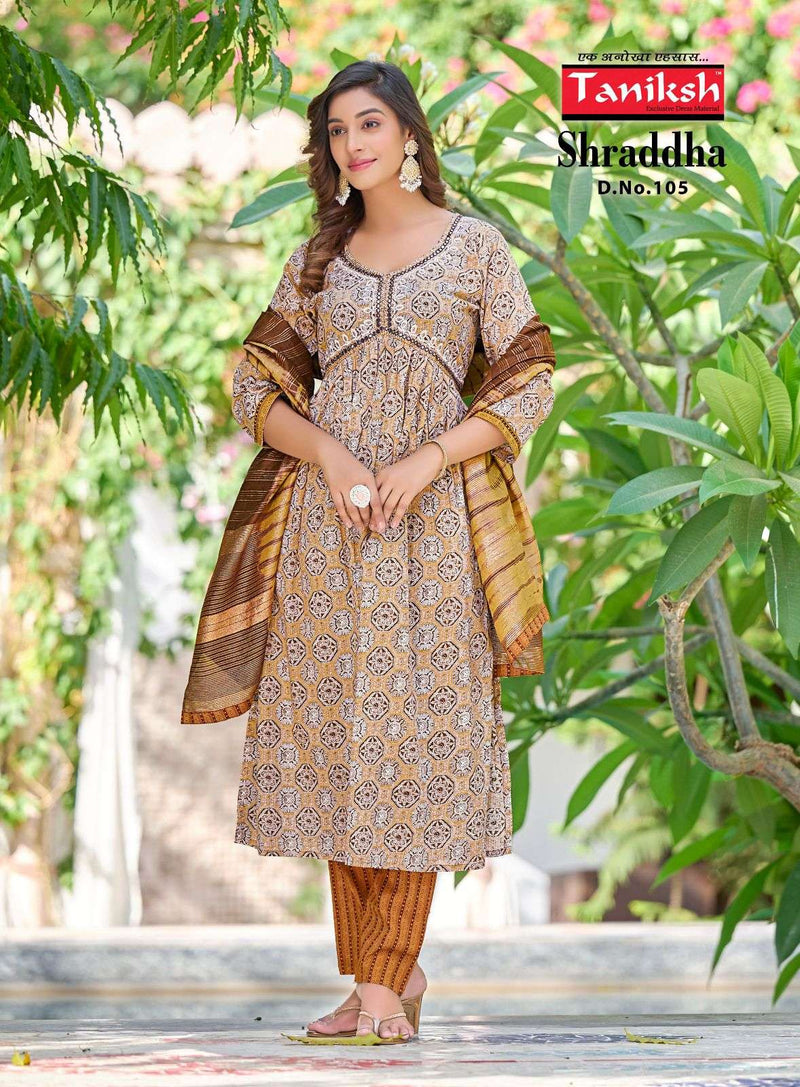 Taniksh Present Shraddha Fancy 3pcs Set Amazing Alia Cut Kurti With Pant And Dupatta