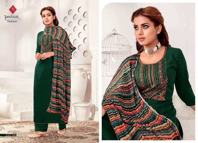 Tanishk Fashion Present Azar Rayon Slub Ladies Unstitch Suits With Digital Print Chinon Dupatta