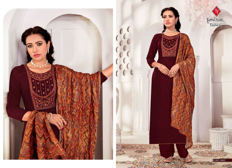 Tanishk Fashion Present Azar Rayon Slub Ladies Unstitch Suits With Digital Print Chinon Dupatta