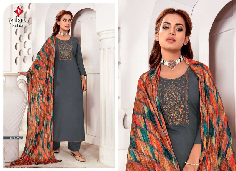 Tanishk Fashion Present Azar Rayon Slub Ladies Unstitch Suits With Digital Print Chinon Dupatta